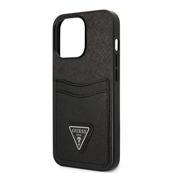 Guess iPhone 13 Pro Max Deksel Saffiano Double Cardslot Svart