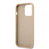 Guess iPhone 13 Pro Max Deksel Saffiano Metal Triangle Beige