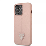 Guess iPhone 13 Pro Max Deksel Saffiano Metal Triangle Rosa