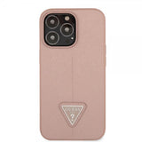 Guess iPhone 13 Pro Max Deksel Saffiano Metal Triangle Rosa