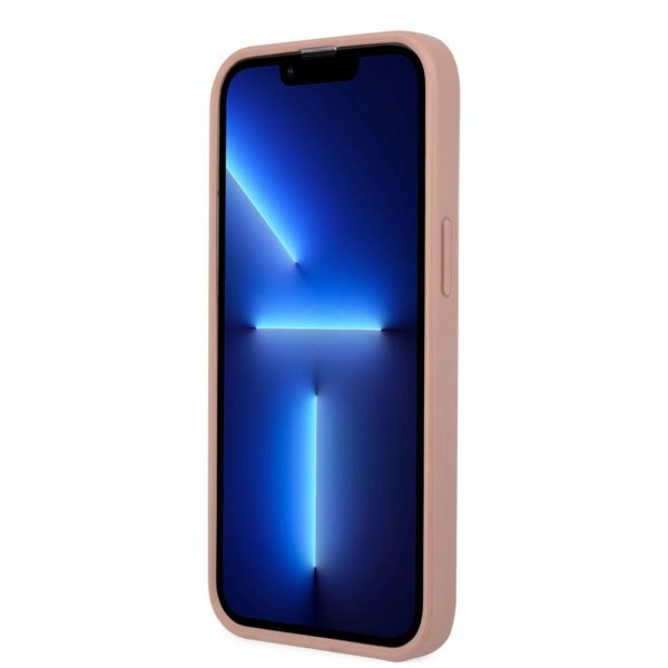 Guess iPhone 13 Pro Max Deksel Saffiano Metal Triangle Rosa