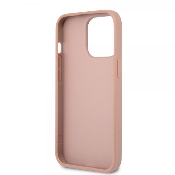 Guess iPhone 13 Pro Max Deksel Saffiano Metal Triangle Rosa