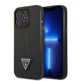 Guess iPhone 13 Pro Max Deksel Saffiano Metal Triangle Svart