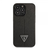 Guess iPhone 13 Pro Max Deksel Saffiano Metal Triangle Svart