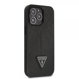 Guess iPhone 13 Pro Max Deksel Saffiano Metal Triangle Svart