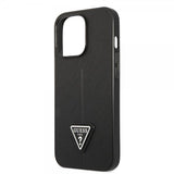 Guess iPhone 13 Pro Max Deksel Saffiano Metal Triangle Svart