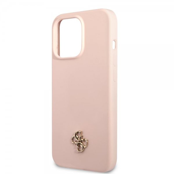 Guess iPhone 13 Pro Max Deksel Silicone Metal Logo 4G Light Pink