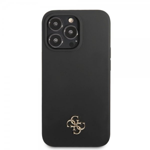 Guess iPhone 13 Pro Max Deksel Silicone Metal Logo 4G Svart