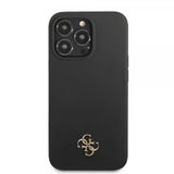 Guess iPhone 13 Pro Max Deksel Silicone Metal Logo 4G Svart