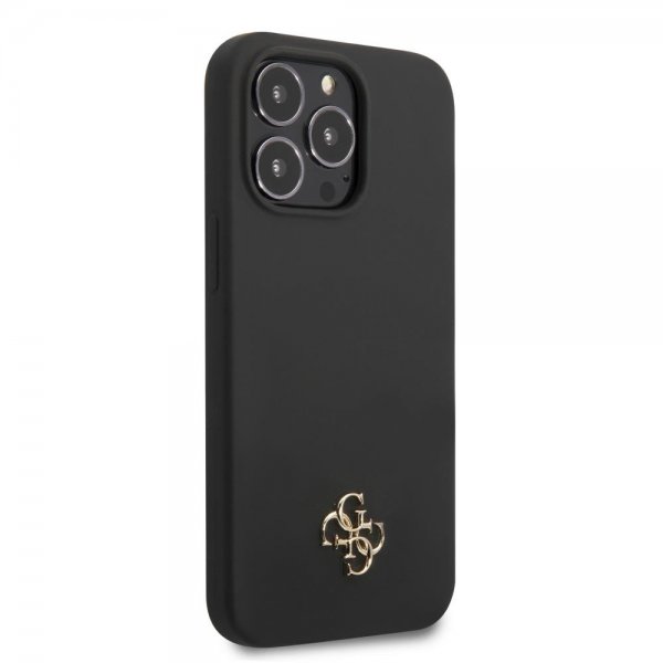 Guess iPhone 13 Pro Max Deksel Silicone Metal Logo 4G Svart