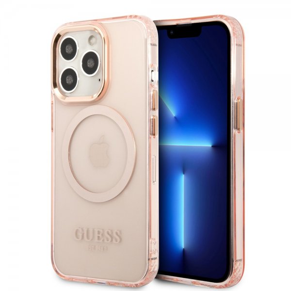 Guess iPhone 13 Pro Max Deksel Translucent MagSafe Rosa