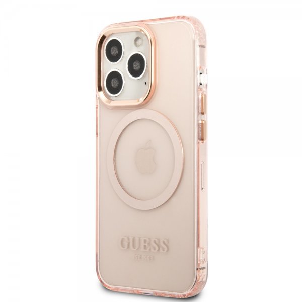 Guess iPhone 13 Pro Max Deksel Translucent MagSafe Rosa