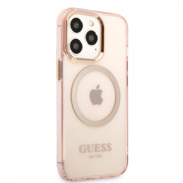 Guess iPhone 13 Pro Max Deksel Translucent MagSafe Rosa