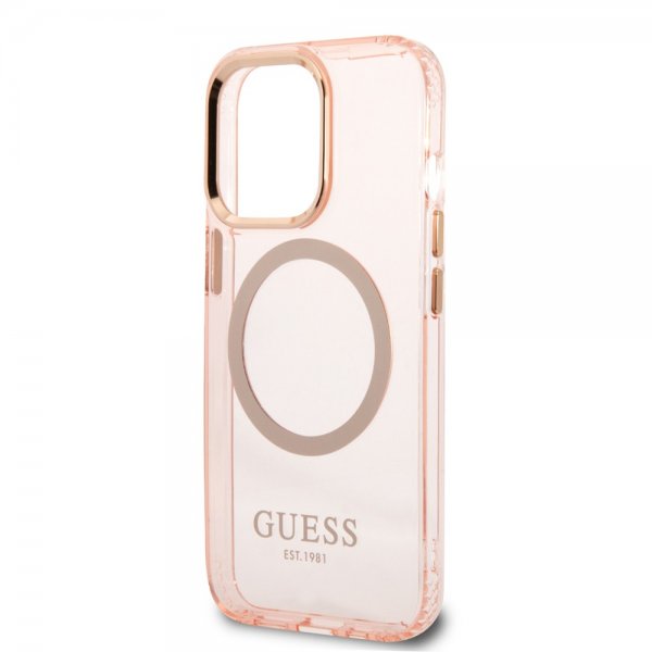 Guess iPhone 13 Pro Max Deksel Translucent MagSafe Rosa