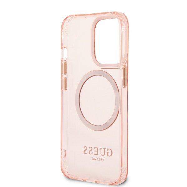 Guess iPhone 13 Pro Max Deksel Translucent MagSafe Rosa