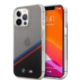 BMW iPhone 13 Pro Max Deksel Tricolor Stripe Transparent Svart