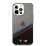 BMW iPhone 13 Pro Max Deksel Tricolor Stripe Transparent Svart