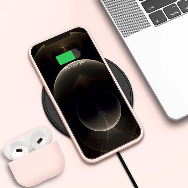 Rvelon iPhone 13 Pro Deksel Silikon Sandrosa