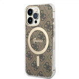 Guess iPhone 13 Pro Deksel 4G Pattern MagSafe Brun