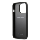 Ferrari iPhone 13 Pro Deksel Carbon Effect Metal Logo Vertical Stripe Svart