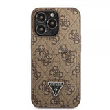 Guess iPhone 13 Pro Deksel Double Cardslot Metal Triangle Brun