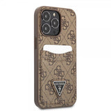 Guess iPhone 13 Pro Deksel Double Cardslot Metal Triangle Brun