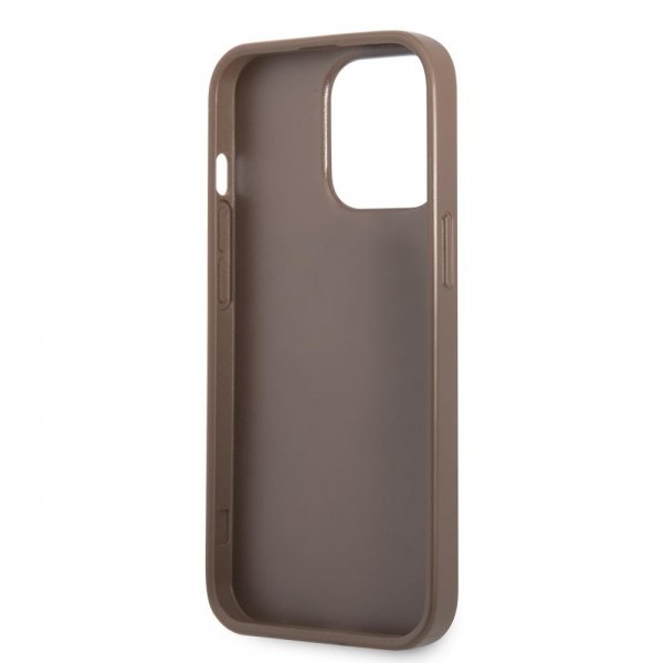 Guess iPhone 13 Pro Deksel Double Cardslot Metal Triangle Brun