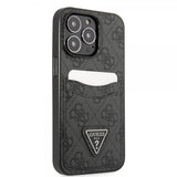 Guess iPhone 13 Pro Deksel Double Cardslot Metal Triangle Svart
