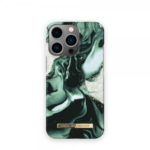 Ideal of Sweden iPhone 13 Pro Deksel Fashion Case Golden Olive Marble