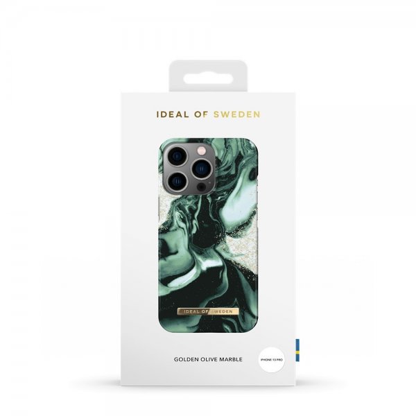 Ideal of Sweden iPhone 13 Pro Deksel Fashion Case Golden Olive Marble