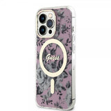Guess iPhone 13 Pro Deksel Flower MagSafe Rosa
