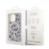 Guess iPhone 13 Pro Deksel Flower MagSafe Rosa