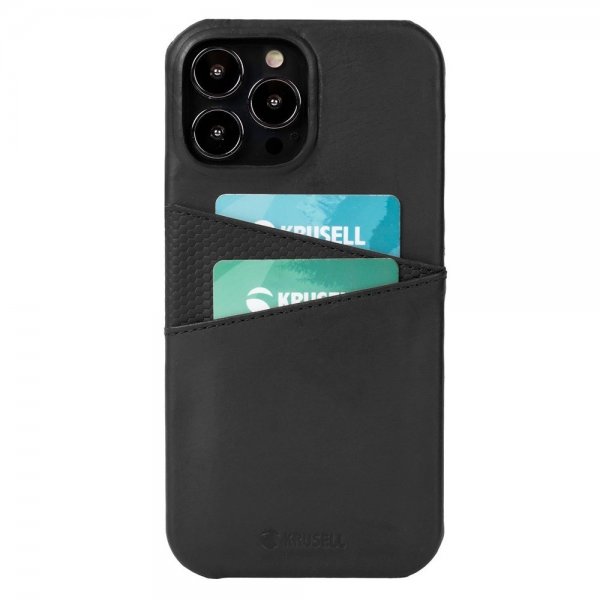Krusell iPhone 13 Pro Deksel Leather CardCover Vintage Black