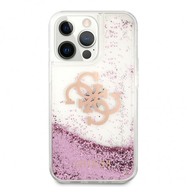 Guess iPhone 13 Pro Deksel Liquid Glitter Rosa