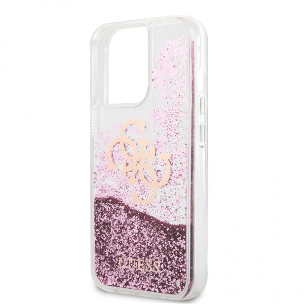 Guess iPhone 13 Pro Deksel Liquid Glitter Rosa
