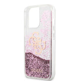 Guess iPhone 13 Pro Deksel Liquid Glitter Rosa