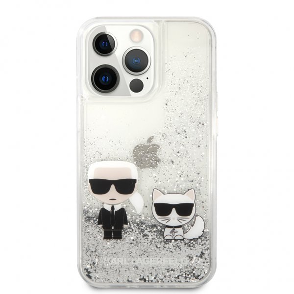 Karl Lagerfeld iPhone 13 Pro Deksel Liquid Glitter Sølv