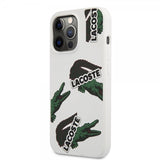Lacoste iPhone 13 Pro Deksel Liquid Silicone Allover Pattern Hvit