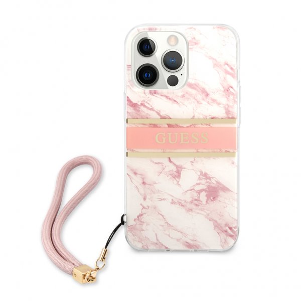 Guess iPhone 13 Pro Deksel Marble Design Stripe Rosa