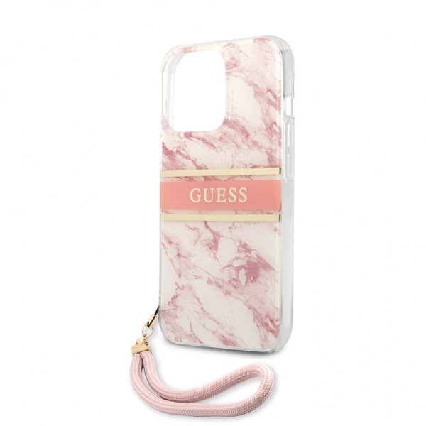 Guess iPhone 13 Pro Deksel Marble Design Stripe Rosa
