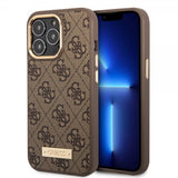 Guess iPhone 13 Pro Deksel Metal Plate Logo MagSafe Brun