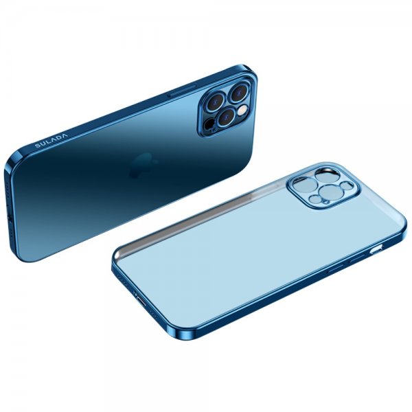 Sulada iPhone 13 Pro Deksel Belagt Kant Blå