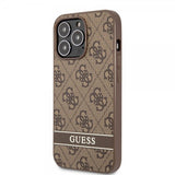 Guess iPhone 13 Pro Deksel Printed Stripe Bottom Brun