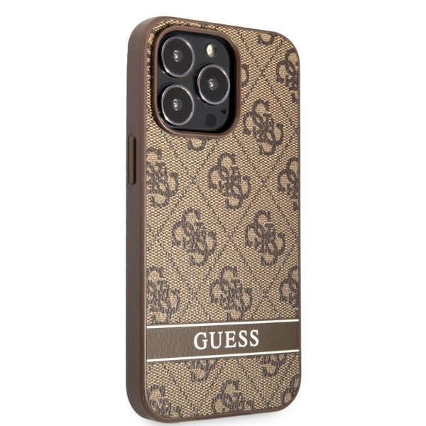 Guess iPhone 13 Pro Deksel Printed Stripe Bottom Brun