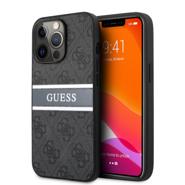 Guess iPhone 13 Pro Deksel Printed Stripe Grå
