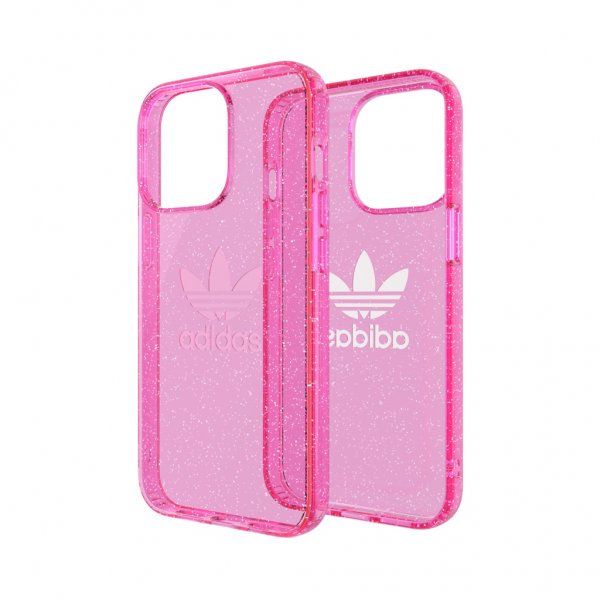 Adidas iPhone 13 Pro Deksel Beskyttende Klar Etui Glitter Rosa
