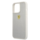 Ferrari iPhone 13 Pro Deksel Real Carbon Metal Logo Sølv