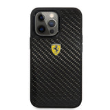 Ferrari iPhone 13 Pro Deksel Real Carbon Metal Logo Svart