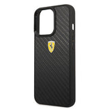 Ferrari iPhone 13 Pro Deksel Real Carbon Metal Logo Svart