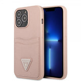 Guess iPhone 13 Pro Deksel Saffiano Double Cardslot Rosa